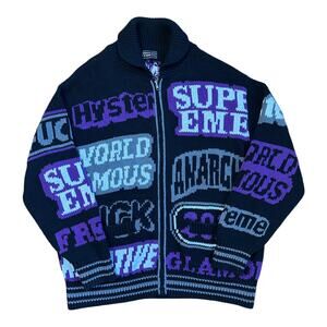 L Supreme x Hysteric Glamour Logos Zip Up Cardigan